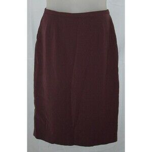 Eggplant Purple Sz 12 Church Office Lined Midi Skirt Side Pockets KORET